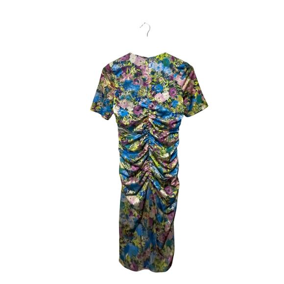 Black Halo Delina Print Ruched Midi Sheath Dress size 8 New with Tags - Picture 10 of 10